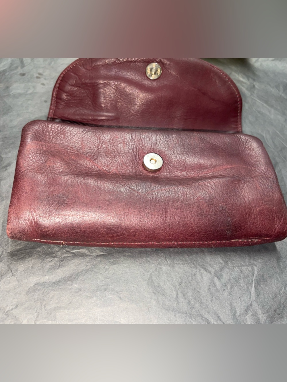 Vintage Burgundy Genuine Soft Leather Clutch Wallet - Picture 6 of 8